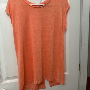 Women’s Tahari RelaxedFit Orange T-Shirt with Short Sleeves Size Medium Linen